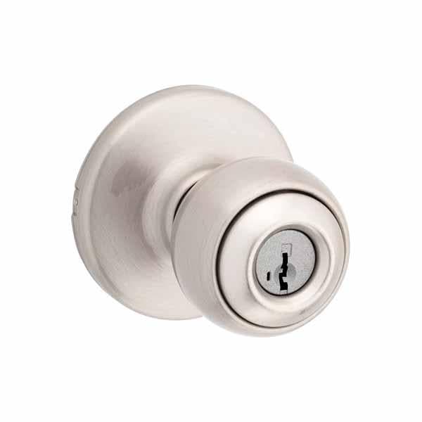 Kwikset: SC1 Polo Entry Door Knob with Round Rose  / Satin Nickel  / with SmartKey Technology